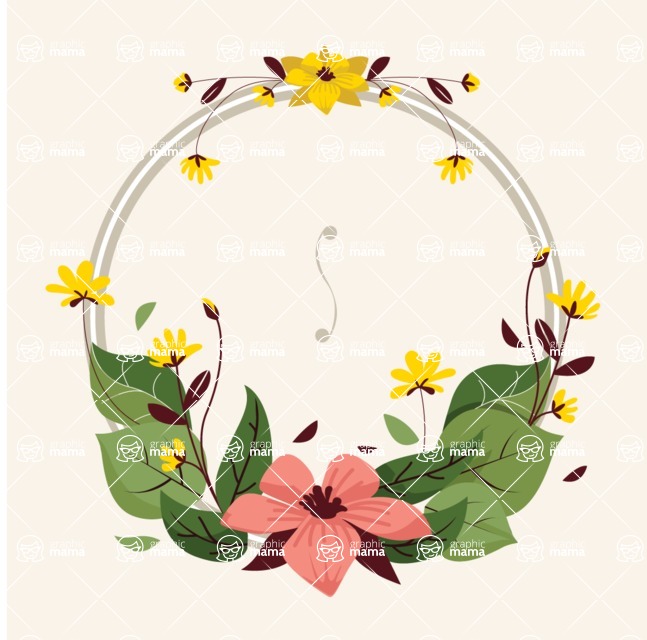 Nature Backgrounds, Patterns and Frames Themed Graphic Collection - Frame Design With Floral Elements